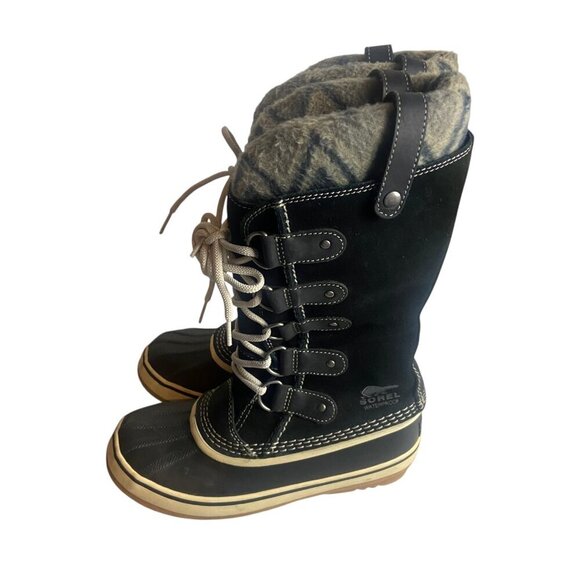 Sorel Size 7 Joan Of Arctic Knit II Rain Snow Waterproof Winter Boots Black - Picture 2 of 10